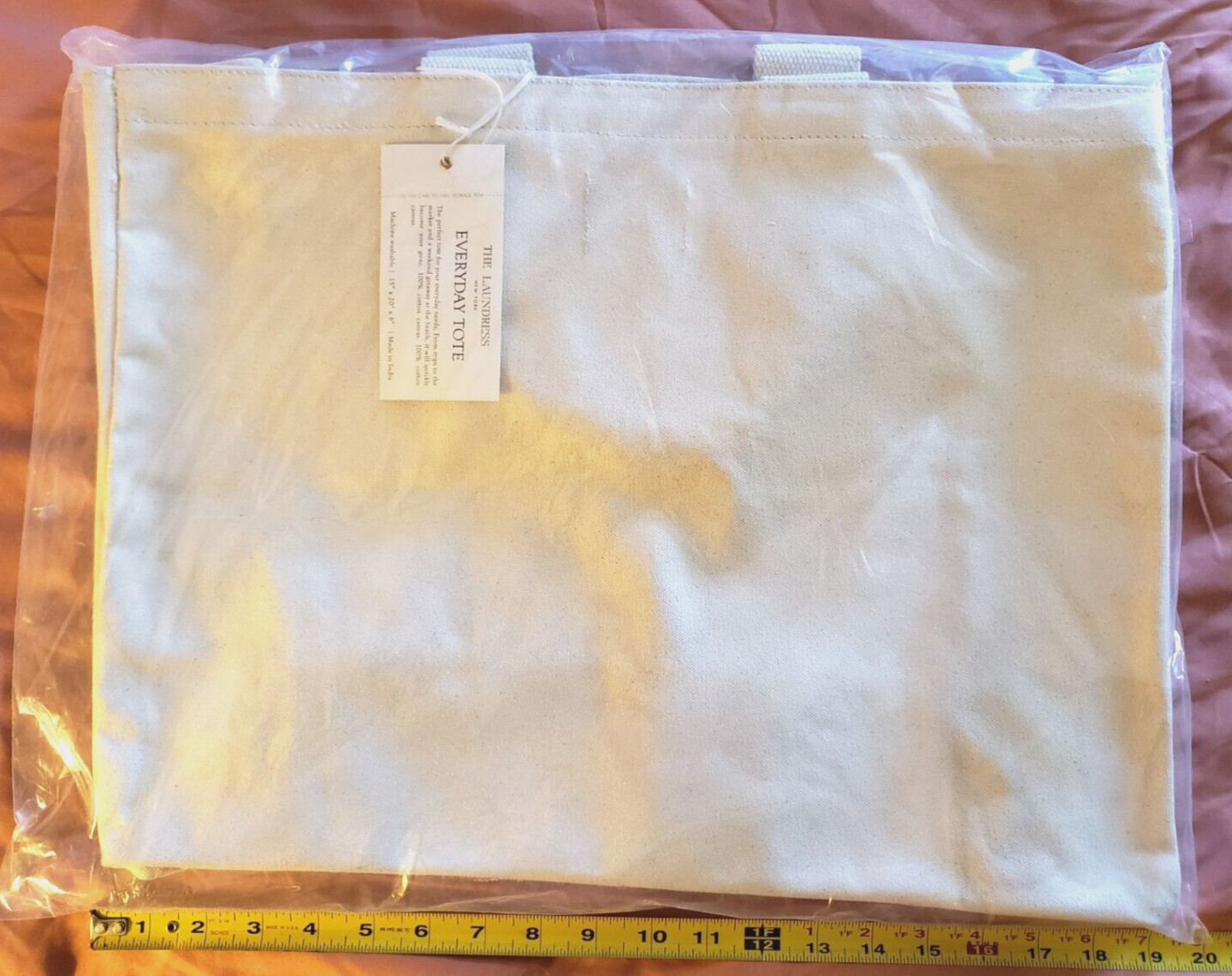 The Laundress - EVERYDAY TOTE BAG - 100% Cotton Canvas - 15" x 20" x 8" - NEW