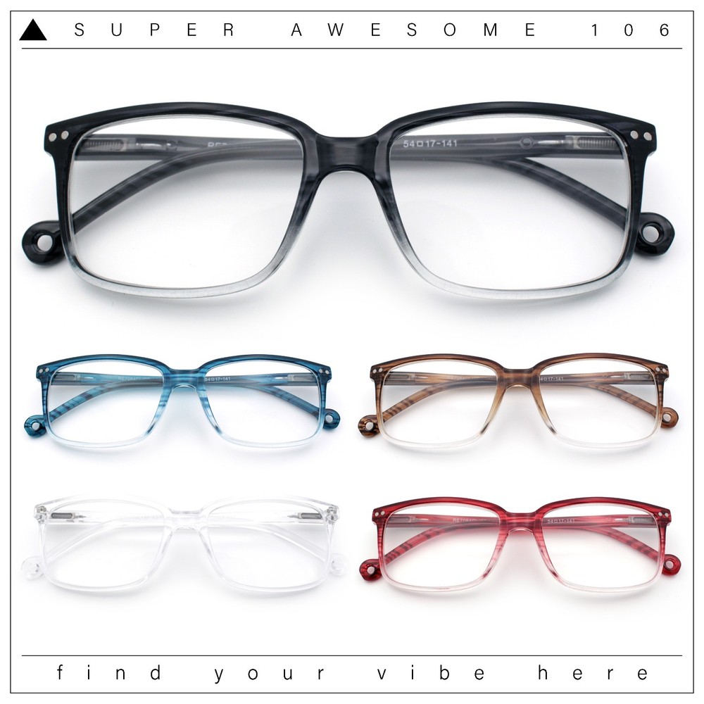 Stylish Classic Thin Plastic Rectangular Horn Rim Reading Glasses