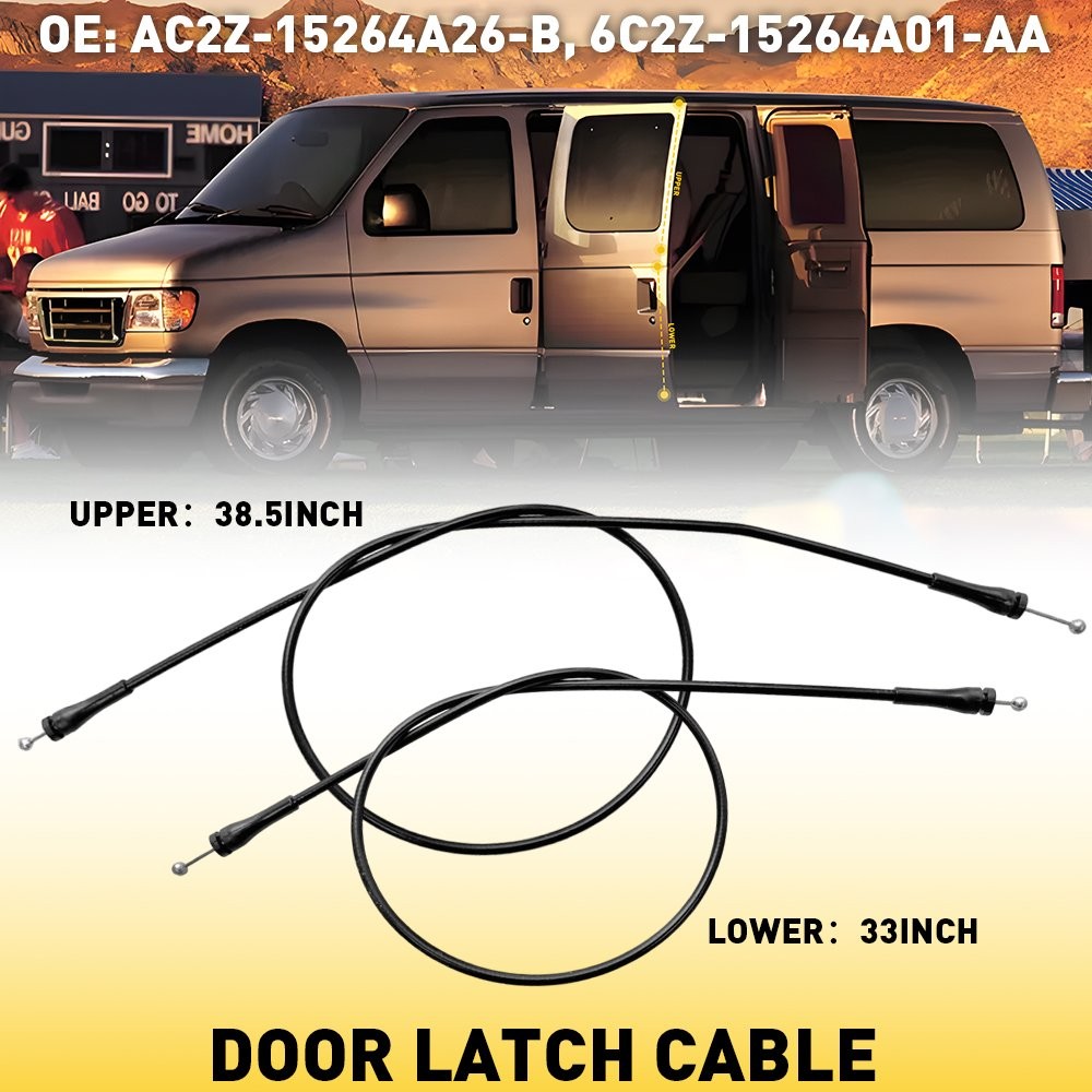 Release Cables Upper and Lower Latches Left Side Cargo Door for Ford E-150 E-250