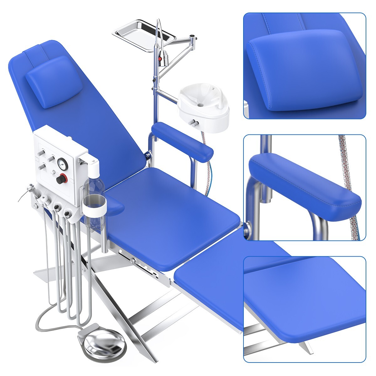 Dental Mobile Portable Chair LED Light Folding Chair +Air Turbine Unit Steel