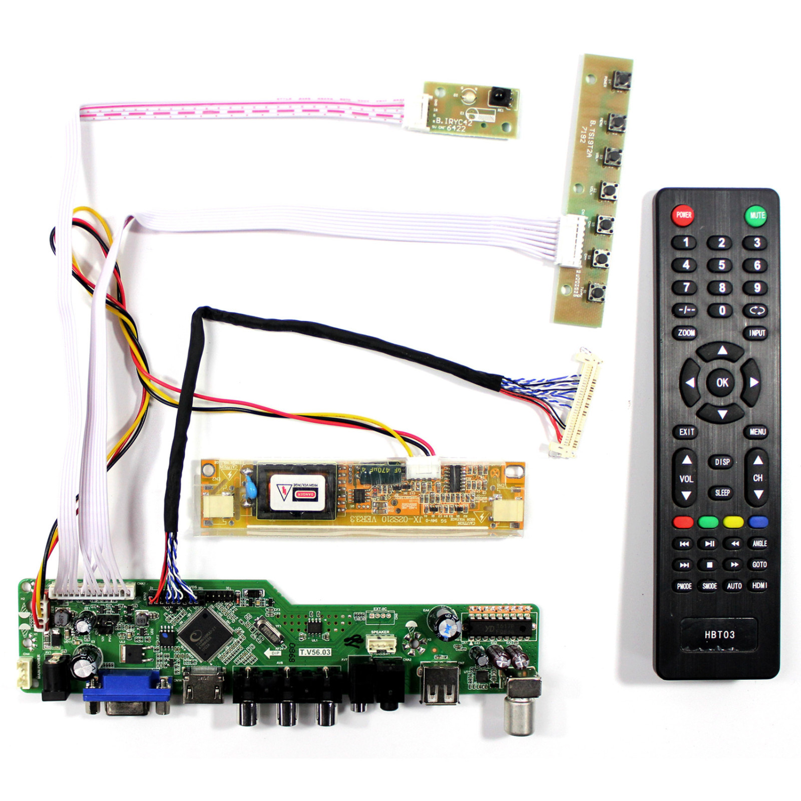 TV HD MI VGA AV USB LCD Control Board For 18.5" LM185WH1 M185XW01 1366x768 LCD