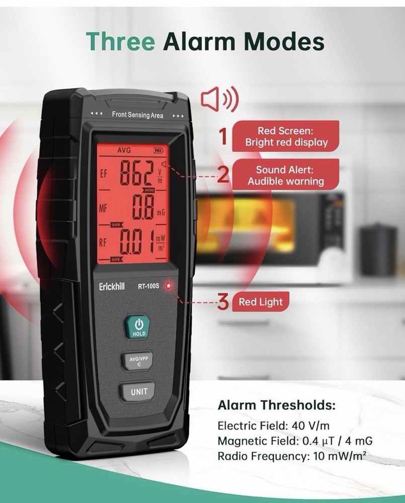 Erickhill RT-100S EMF Meter Tester Type-C Charging Electromagnetic Field Meter