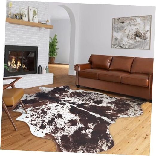 Cow Hide Rug 4.6x5.2 ft Cowhide Rugs for M ( 4.6X5.2 ft ) Reddish Brown Cowhide