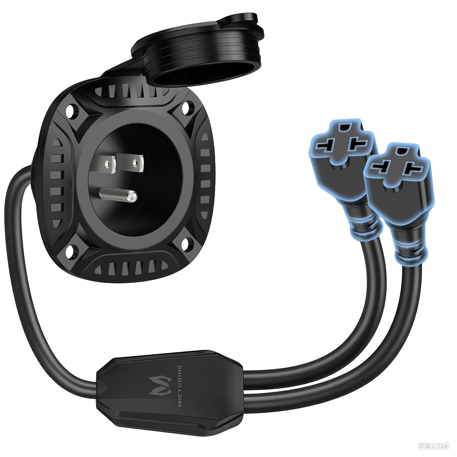 5-in-1 AC Port Plug 20A 125V, Dual 12 AWG Extension Cords for Trailer Truck Boat