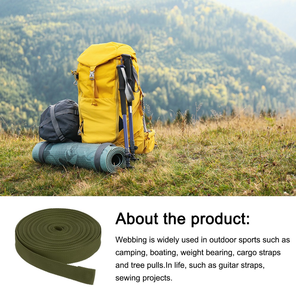 Nylon Webbing Strap 10 Yards 7/8" Polypropylene Lightweight Strap Deep Green