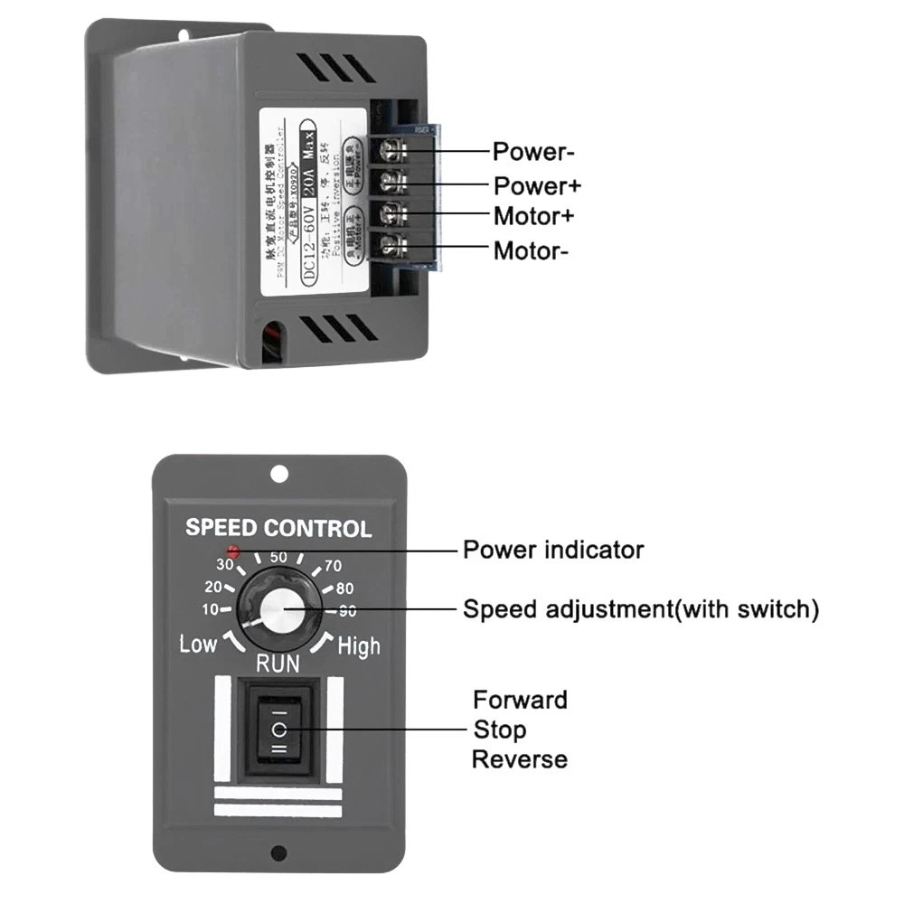 PWM DC Motor Speed Controller 12V-48V Variable Speed Switch Reverse USA