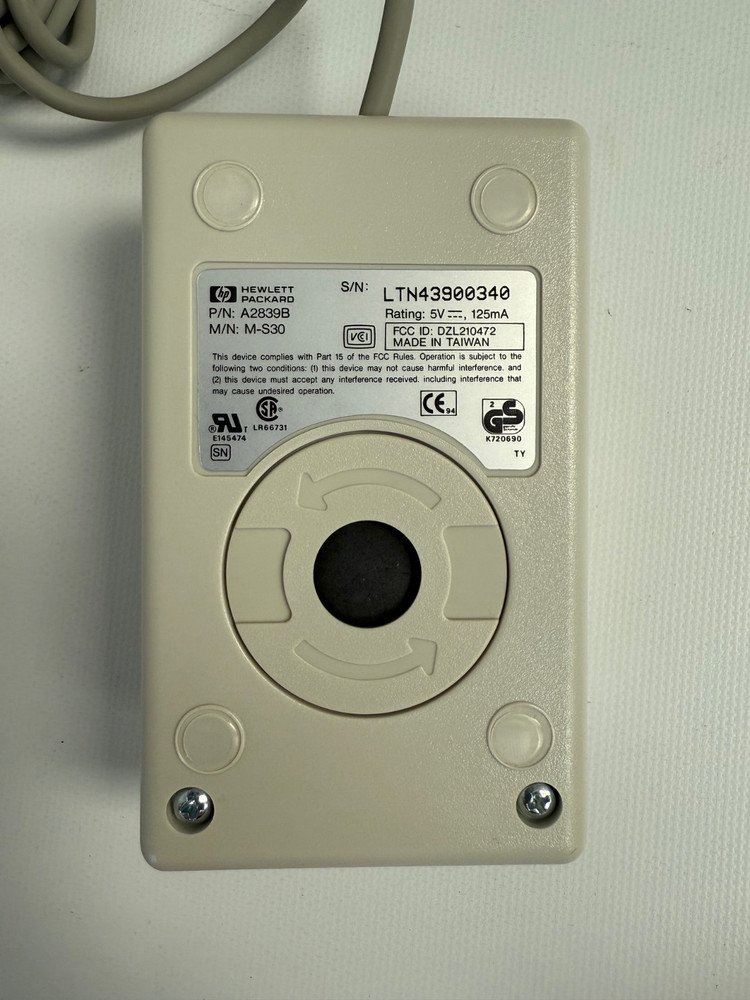 HP A2839B M-S30 3 BUTTON PS/2 MOUSE NEW
