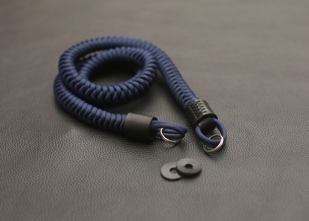Navy blue hand knitting decompression camera strap