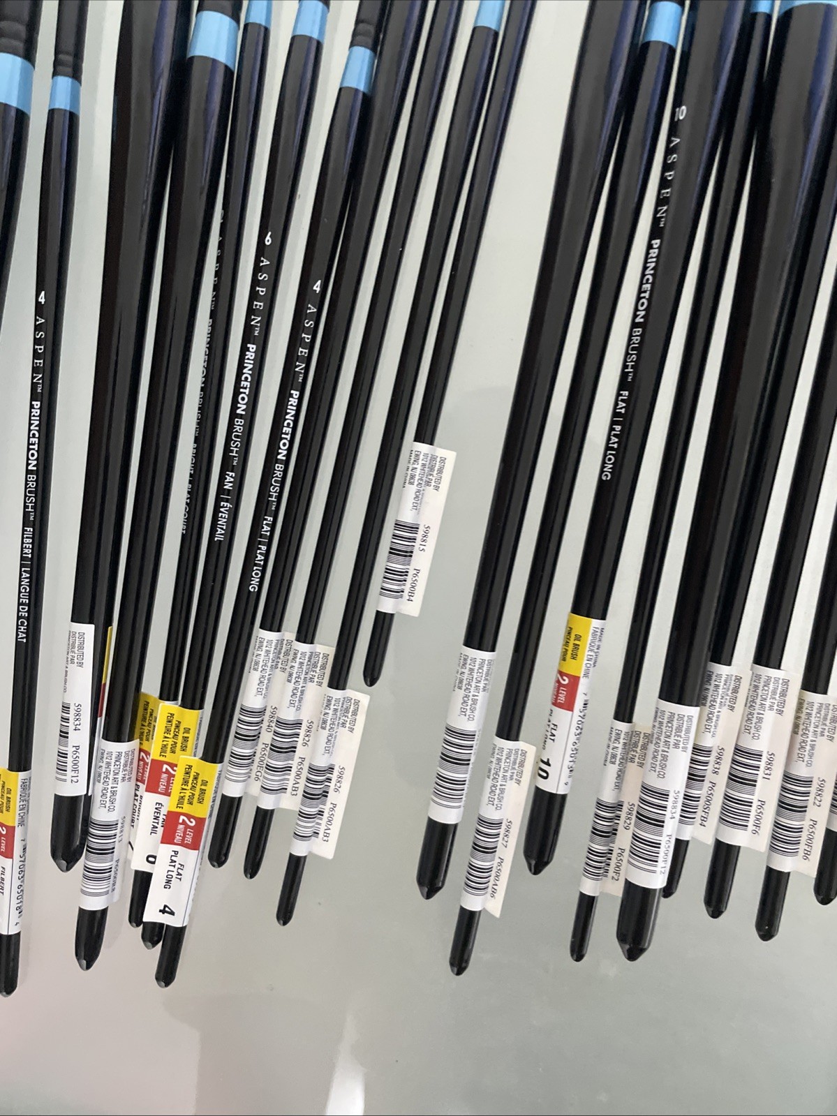 LOT OF 49 - Princeton Aspen Long Handle Oil Acrylic Synthetic Paint Brushes