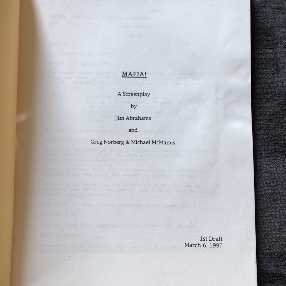 2 Mafia! Script Screenplay - Jim Abrahams/Norberg/Mcmanus 1st & 5th Draft RARE!