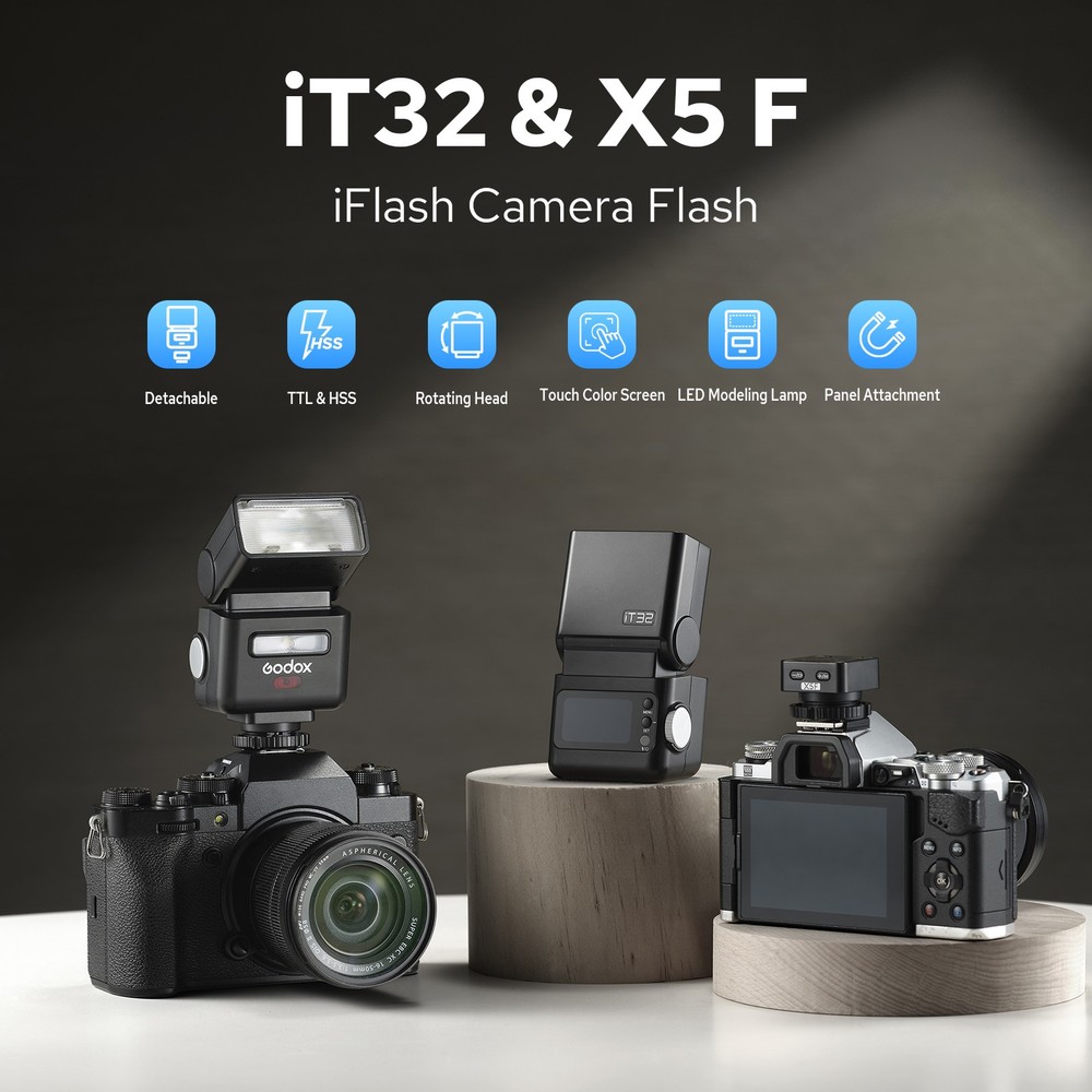 Godox IT32 TTL Camera Flash with X5F Flash Trigger for Fuji Rotatable Flash Head