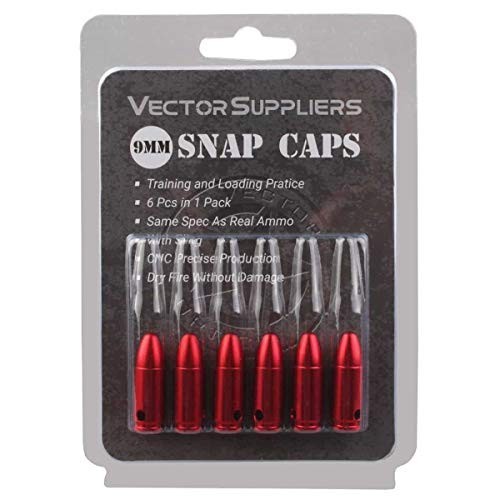 9mm Snap Caps - Training Dummy Rounds for Dry Fire Practice, 6 Pack