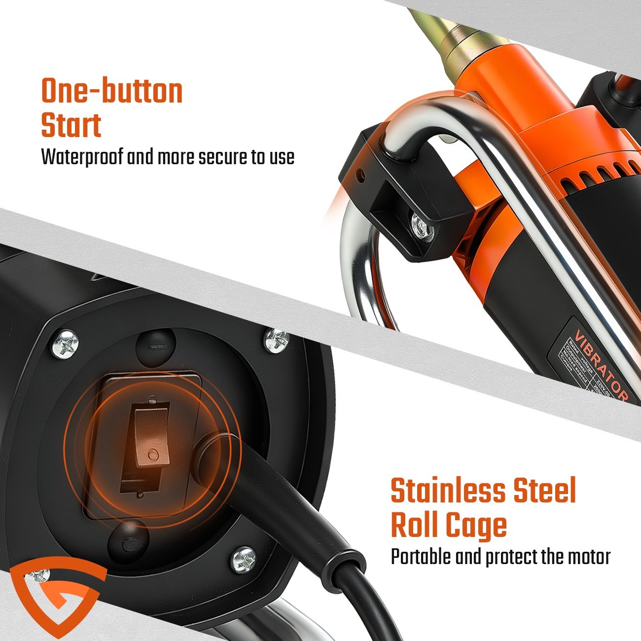 Electric Concrete Vibrator 2000W 14-3/4 feet Poker to Remove Air Bubbles