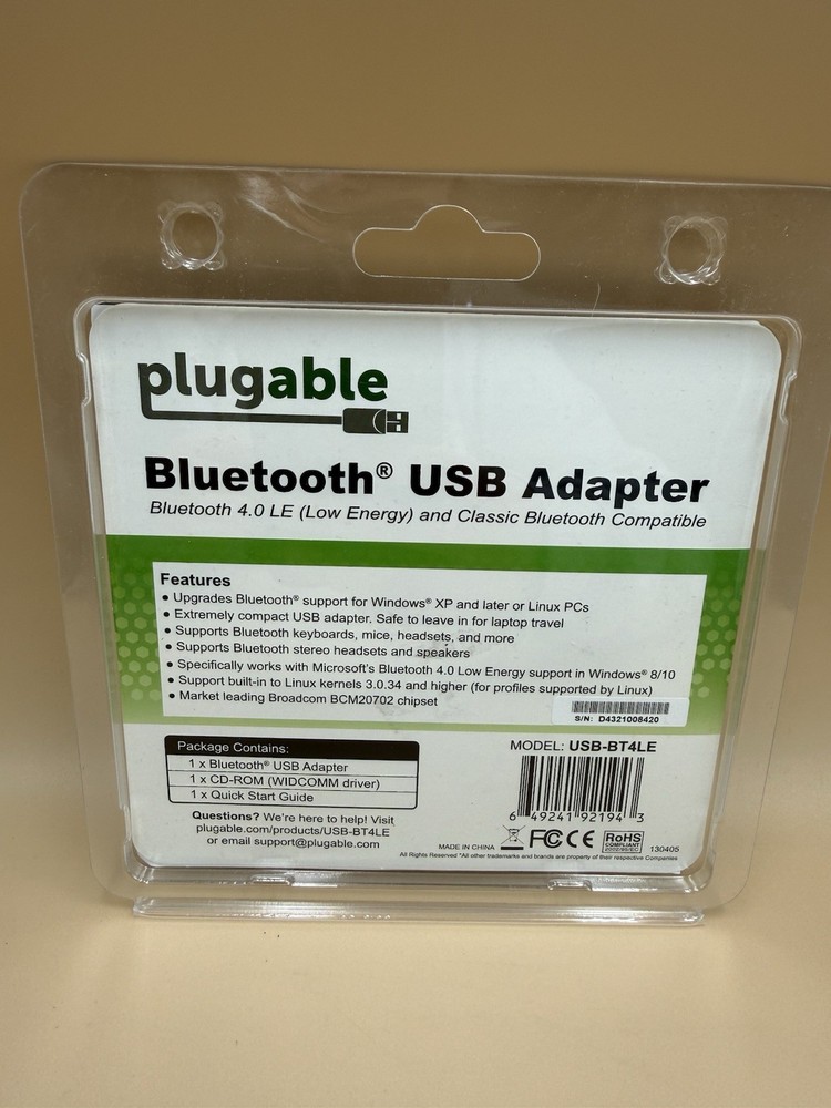 Plugable Bluetooth USB Dual Mode 4.0 Low Energy Micro Adapter NEW