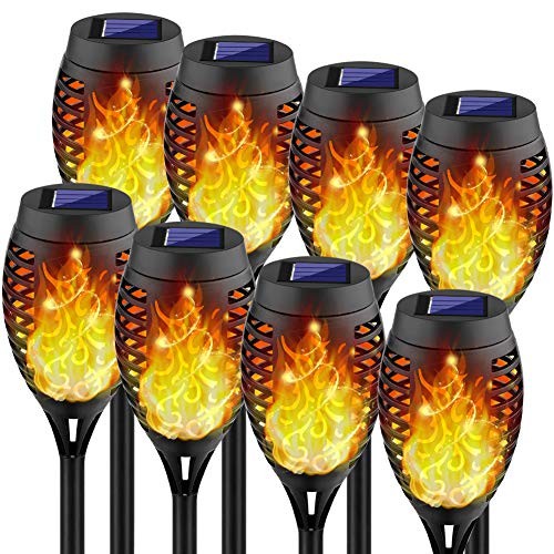 Solar Lights Outdoor Solar Torch Light with Flickering Flame, 8Pack Orange