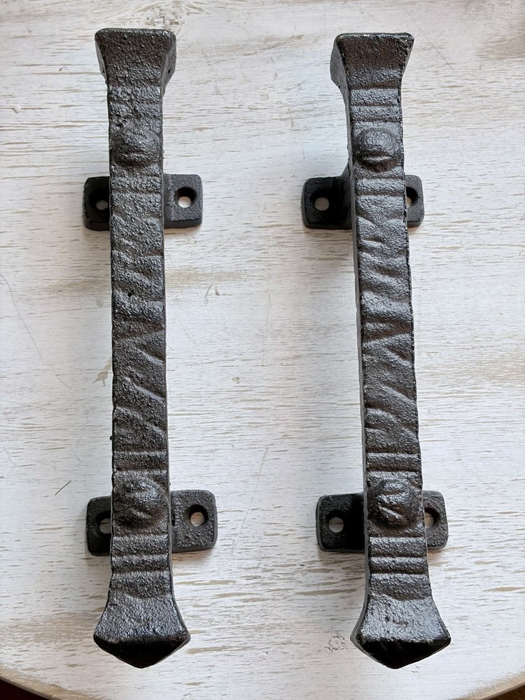 Set 2 Large Barn Door Handle Pulls Solid Heavy Metal Vintage Style 9” Long