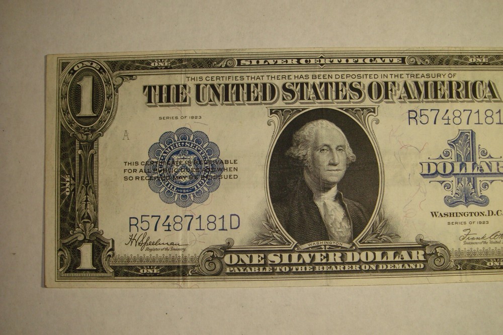 1923 ONE DOLLAR SILVER CERTIFICATE LARGE SIZE NOTE-VF/EF