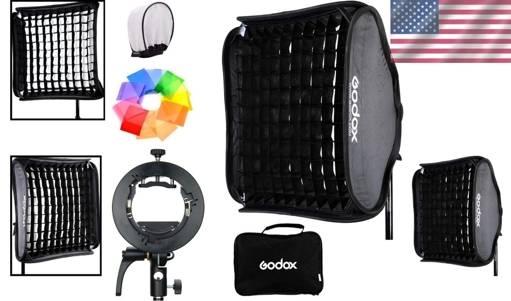 Lightweight 32" Softbox Grid with Speedlite Bracket for Versatile Photography