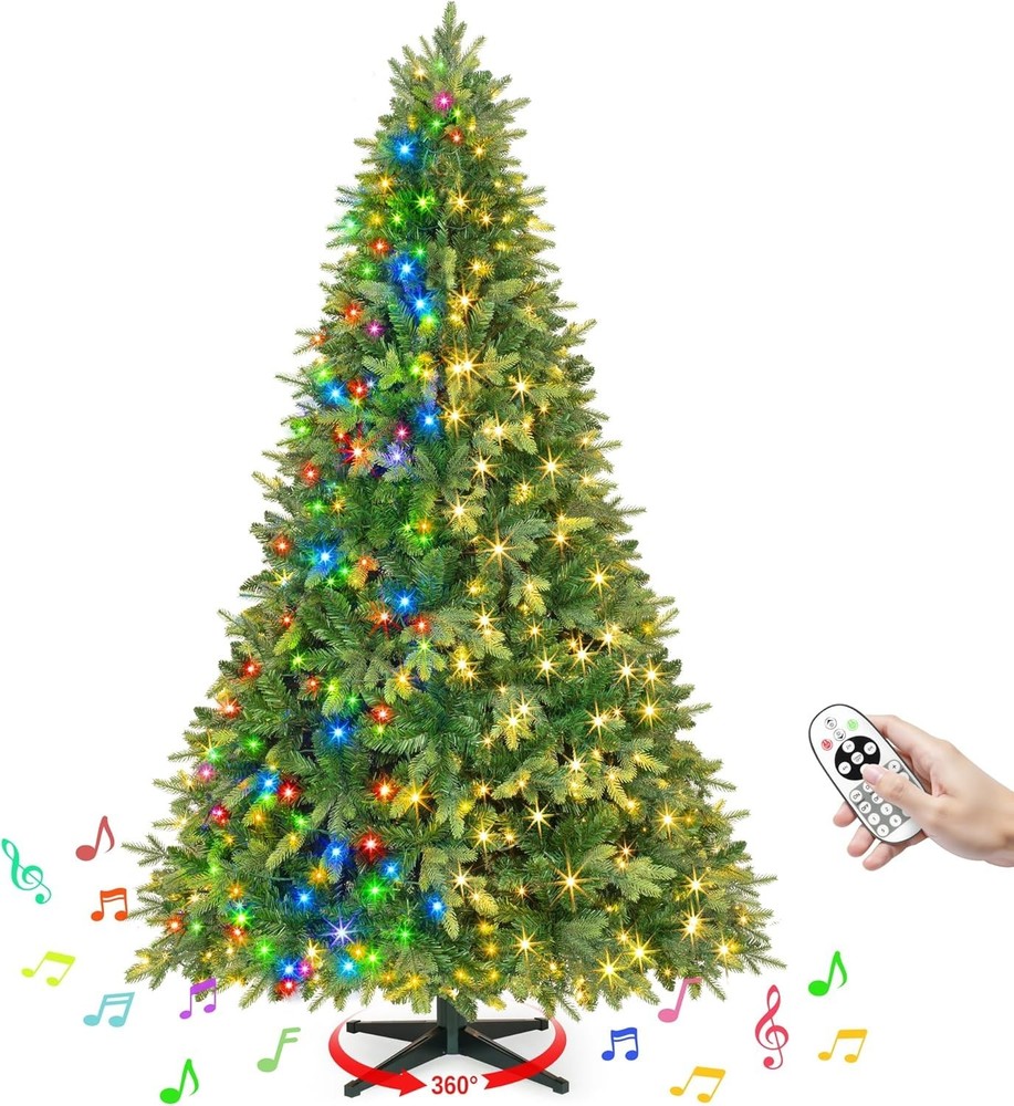 Artificial Pre lit Christmas Tree with Remote & Rotating Base, Green