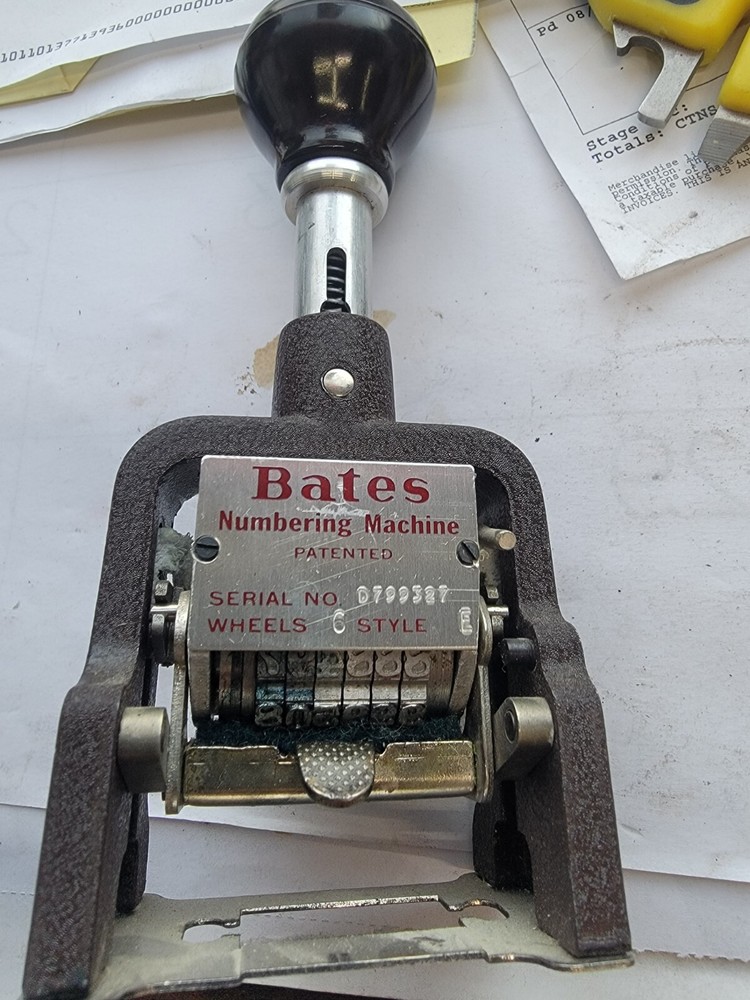 Vintage Bates Numbering Machine Hand Held Multiple Movement With Box