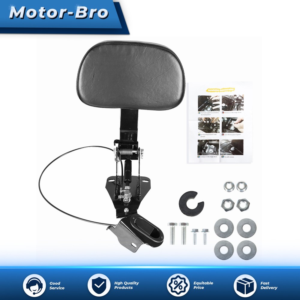 Driver Backrest + Adjustable Mounting Kit For Touring Electra Glide 2009-2019 US
