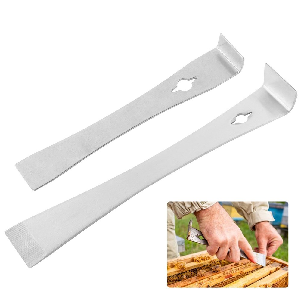 2 Pcs Stainless Steel Pry Bar Scraper Set Heavy Duty Nail Puller Multi Tool
