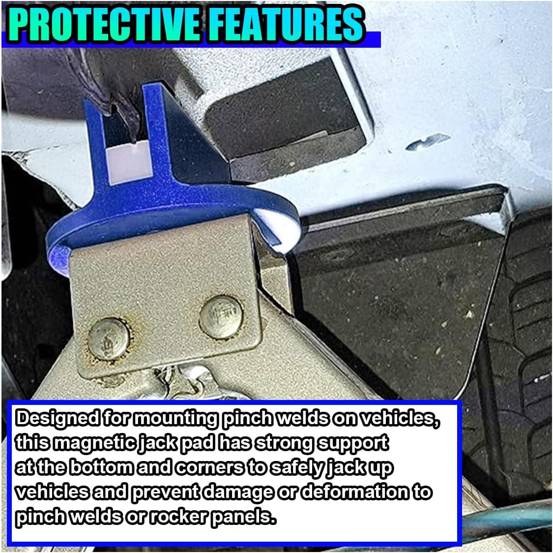 Universal Magnetic Jack Pad, Aluminum 0.37" Width Slotted Puck Pinch Weld Frame