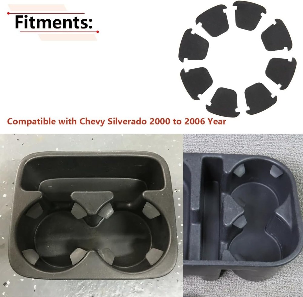 RLB-HILON 8PCS Cup Holder Insert Rubber Compatible with Chevy Silverado Black