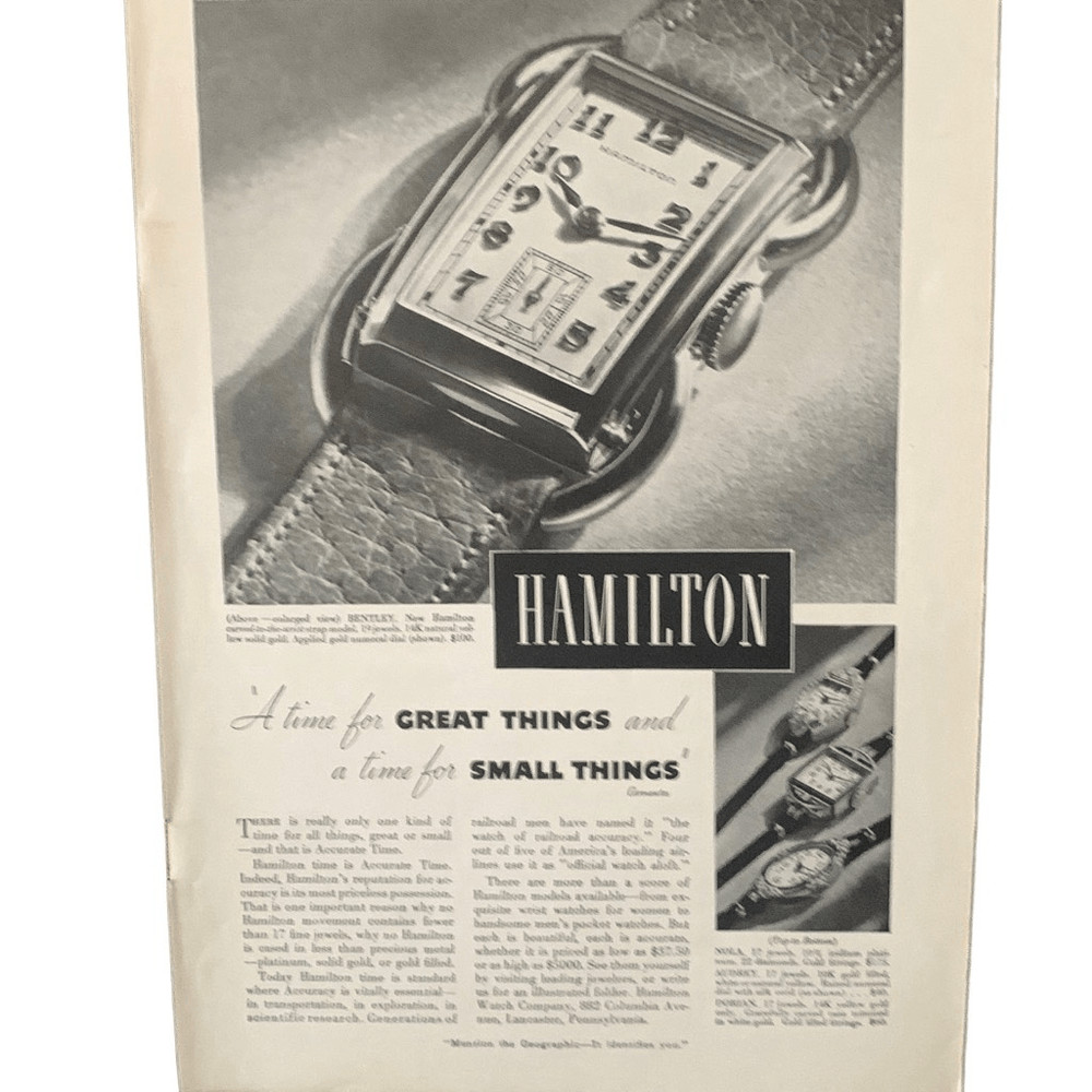 Vintage 1938 Hamilton Great Things Small Things Ad Advertisement