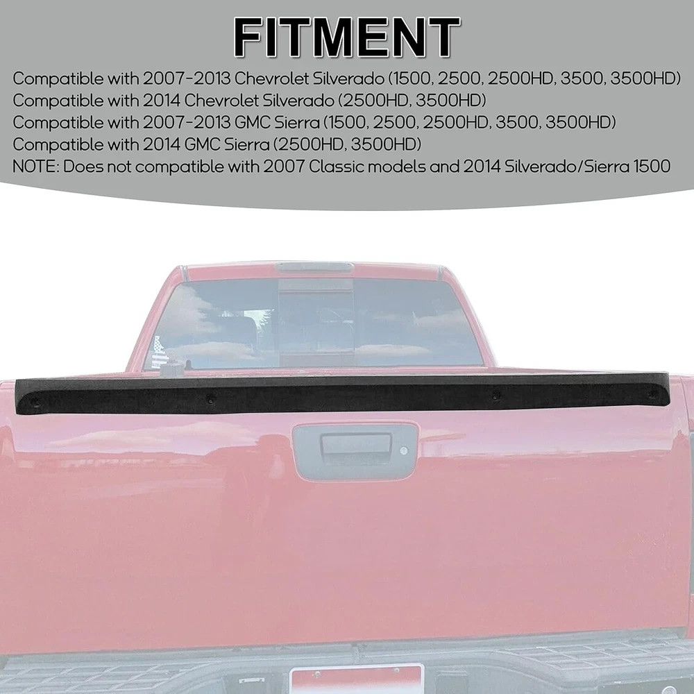 Tailgate Cap Top Protector Molding Spoiler Cover for 2007-2013 Chevy GMC Silvera