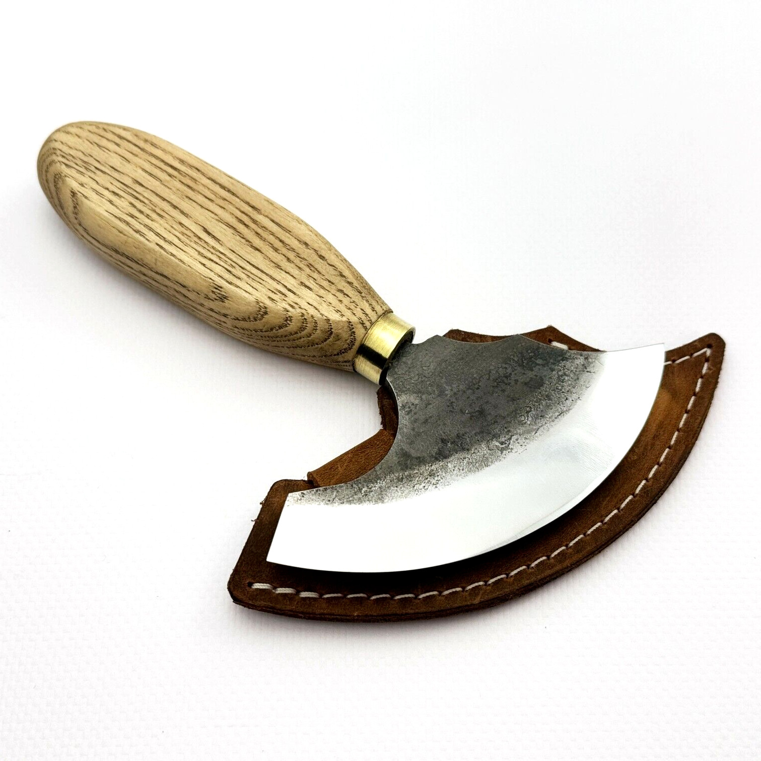 Hand-Forged Leather Round Knife – 52100 Carbon Steel. Leatherworking Knife.