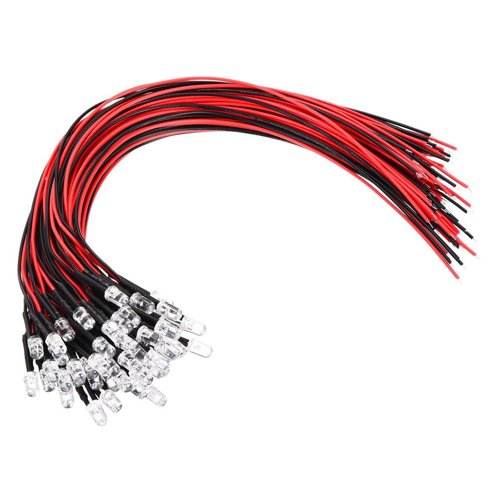 5mm LED Diode Light, 50 Pcs 3-6V DC Pre Wired Mini LED Lights, Cold White