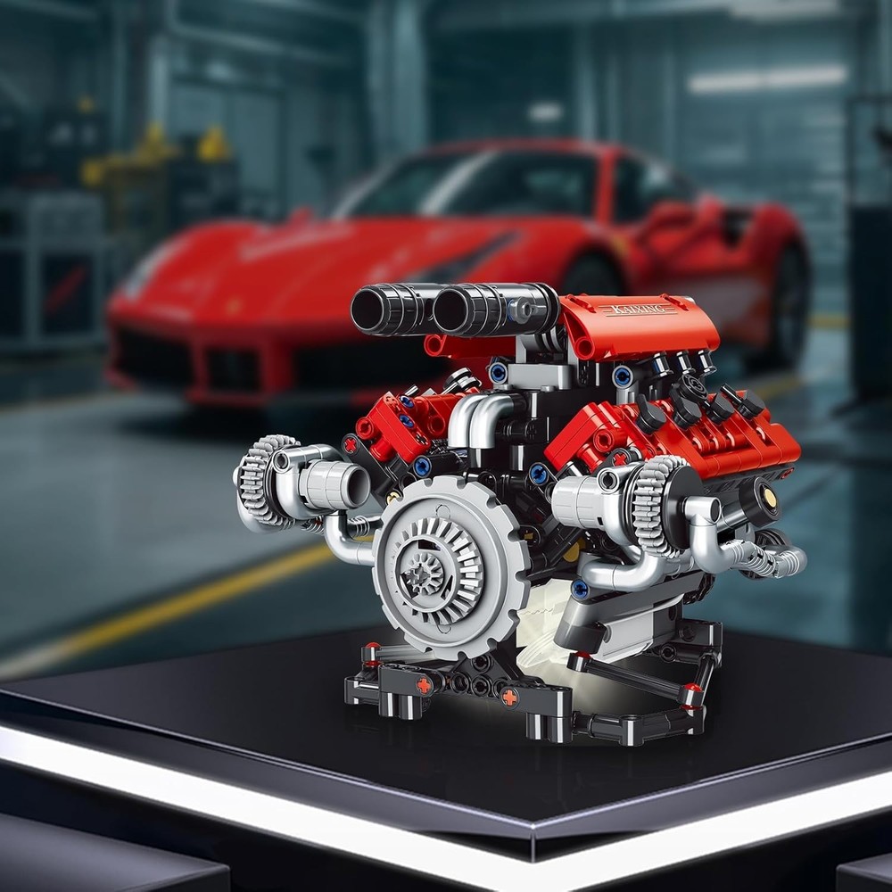V8 Engine Model Kit That Work - 8-Cylinder Visible Engine Building Blocks Set...