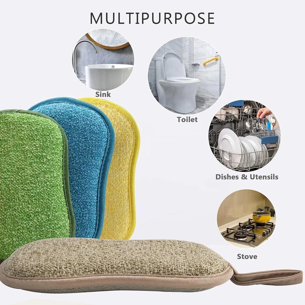 10 pk Multi purpose Scouring Pad two side kitchen microfiber sponge non scratch