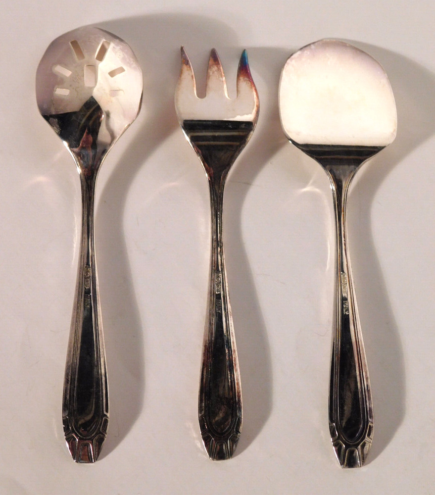 Neiman Marcus 3-Piece Silver Plated Mini Flatware Serving Set Italy