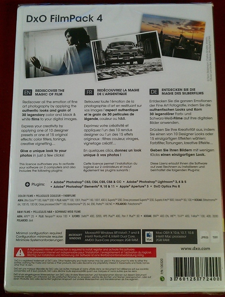 Software PC DxO FilmPack 4 ESSENTIAL P/N 100320 Mac & Windows NEW SEALED