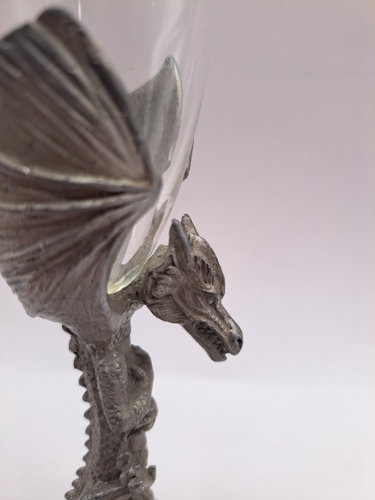 Pewter Dragon Champagne Glass Handcrafted 8"
