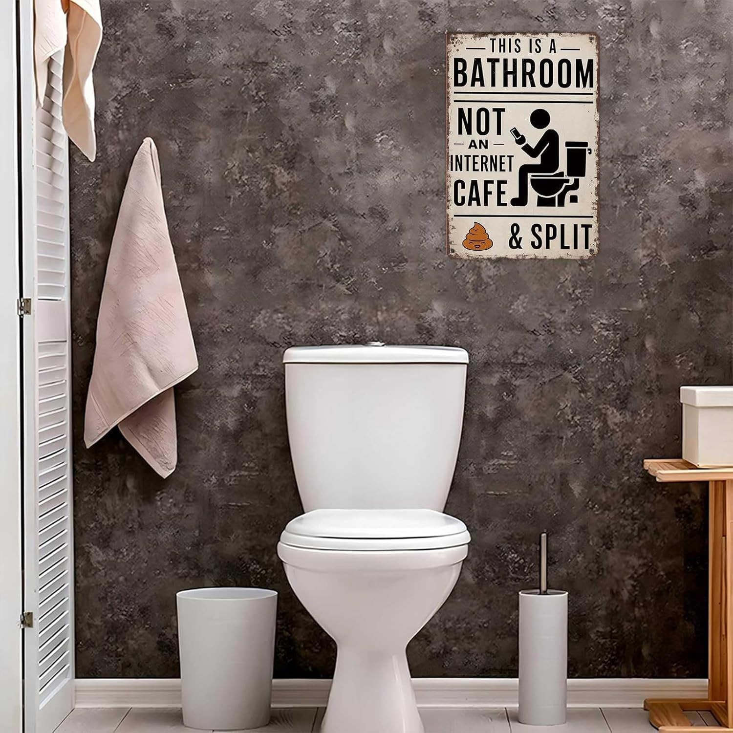 Vintage Metal Tin Sign 8X12inch-This Is A Bathroom Not An Internet Cafe & Split