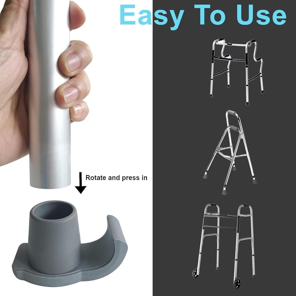 Universal Walker Ski Glides - 4 Pack for All Flooring Types & Enhanced Stability