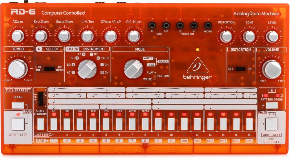 Behringer RD-6-TG Analog Drum Machine - Orange Translucent