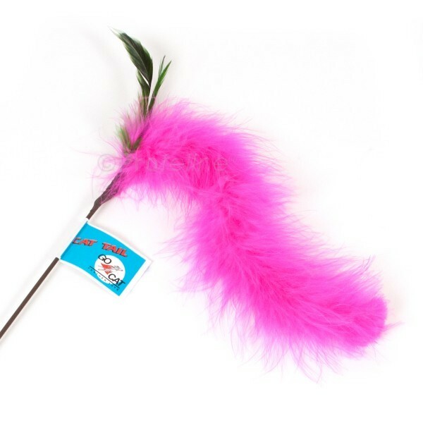GO CAT TAIL STICK TOY FLUFFY BOA INTERACTIVE TEASER ASSORTED COLORS