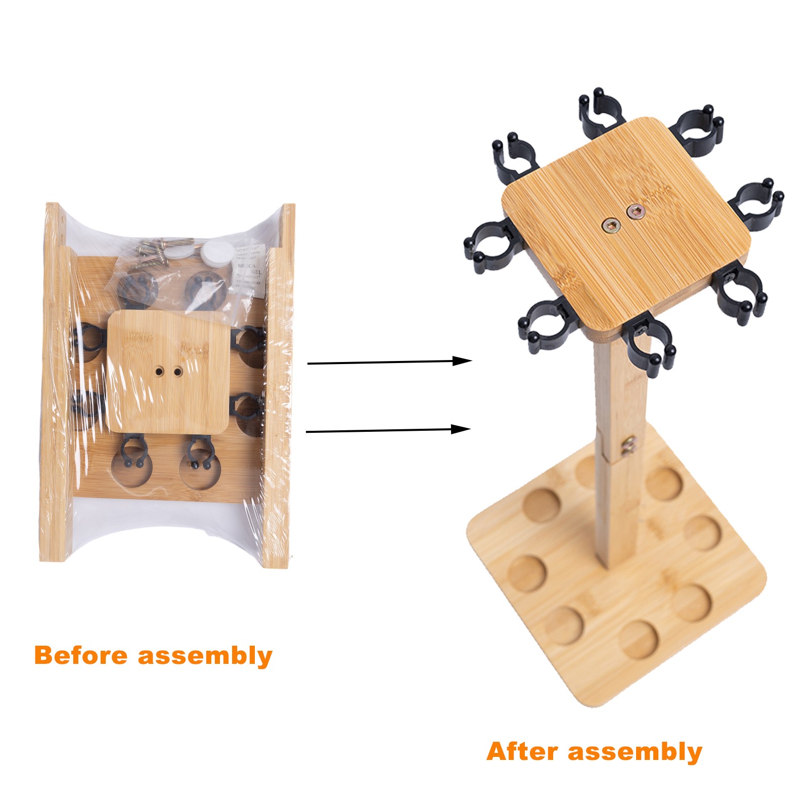 Fishing Rod Storage Racks, Wood Floor Stand Fishing Pole Holders of 8 Rods