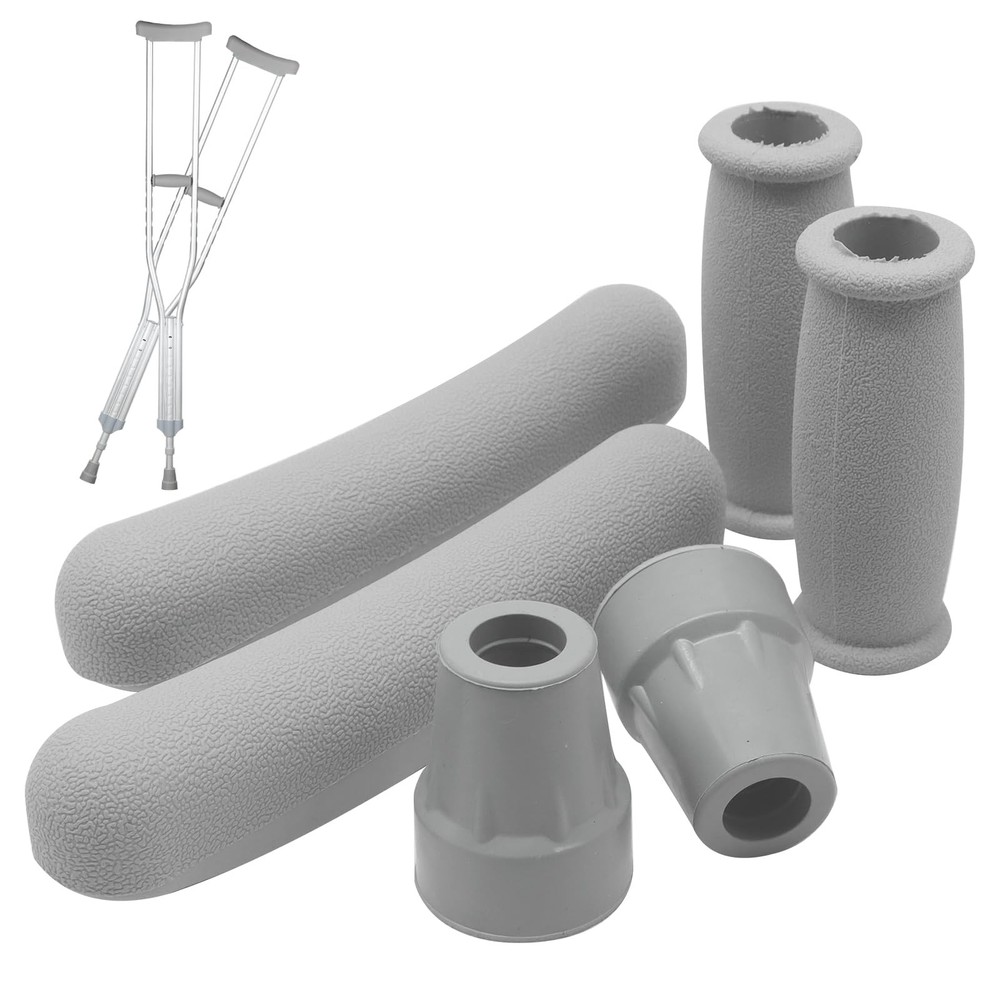 Replacement Crutch Pads 6 Pieces Accessory Kit with Gray