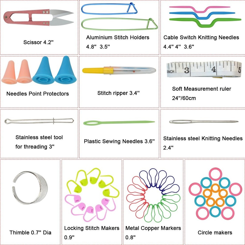 New Basic Knitting Tools Accessories Supplies with Case Knit Kit Lots
