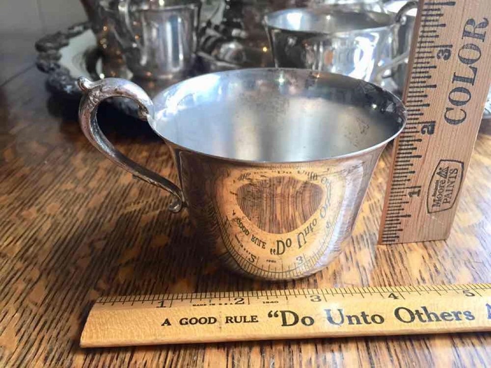 Towle Silverplate Punch Bowl Matching Tray & 9 Cups Mugs Ladle Grape Vine Design