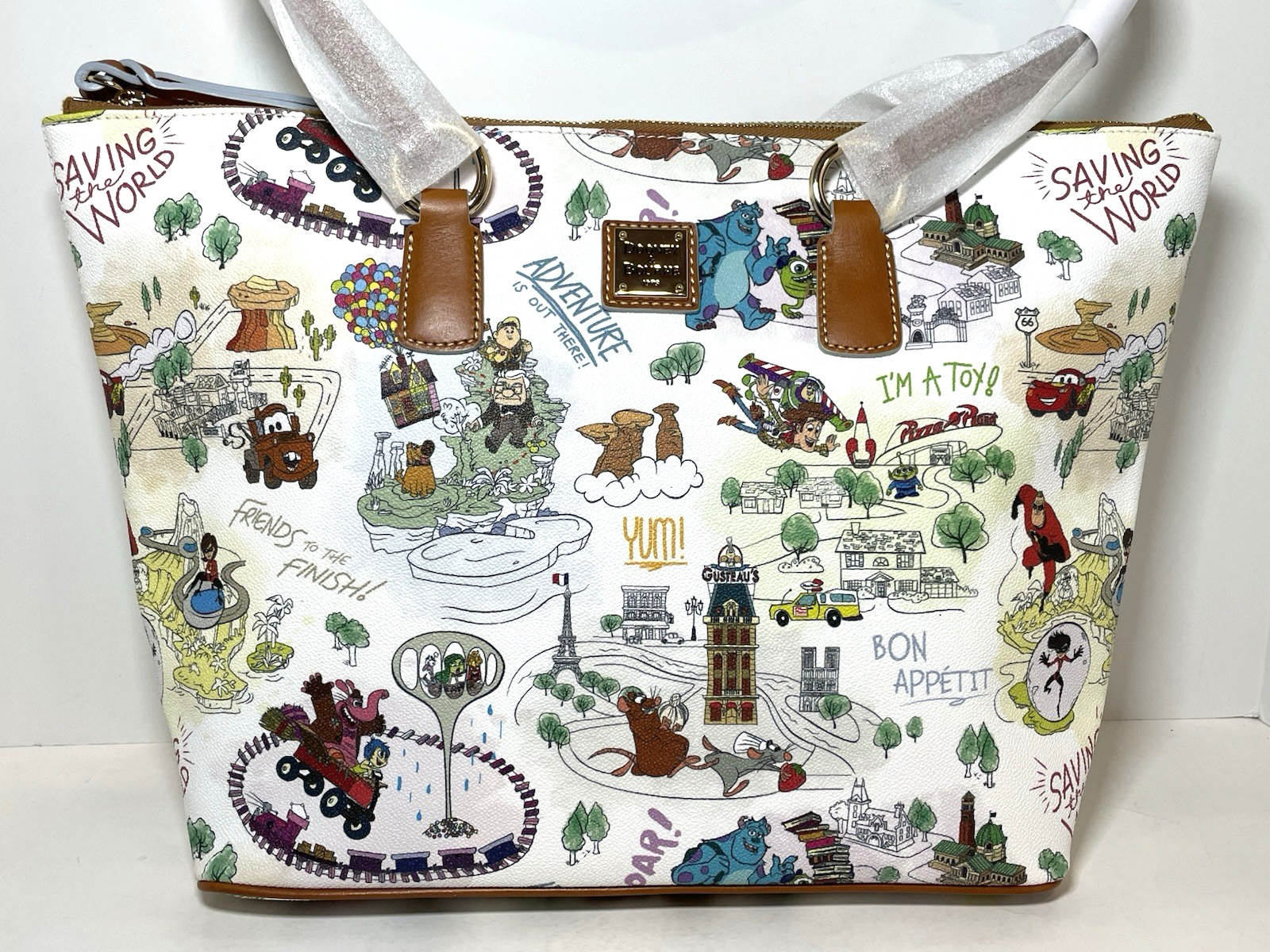 New Disney Parks Dooney & Bourke Pixar Maps Tote Bag Purse Exact Bag Pictured