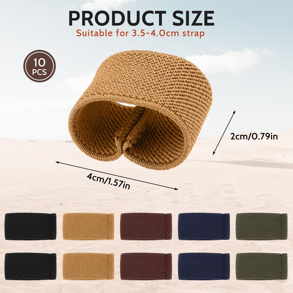 10 Pack Elastic Belt Keeper Strap, Nylon Canvas Web Belt Elastic Loop Keeper,...