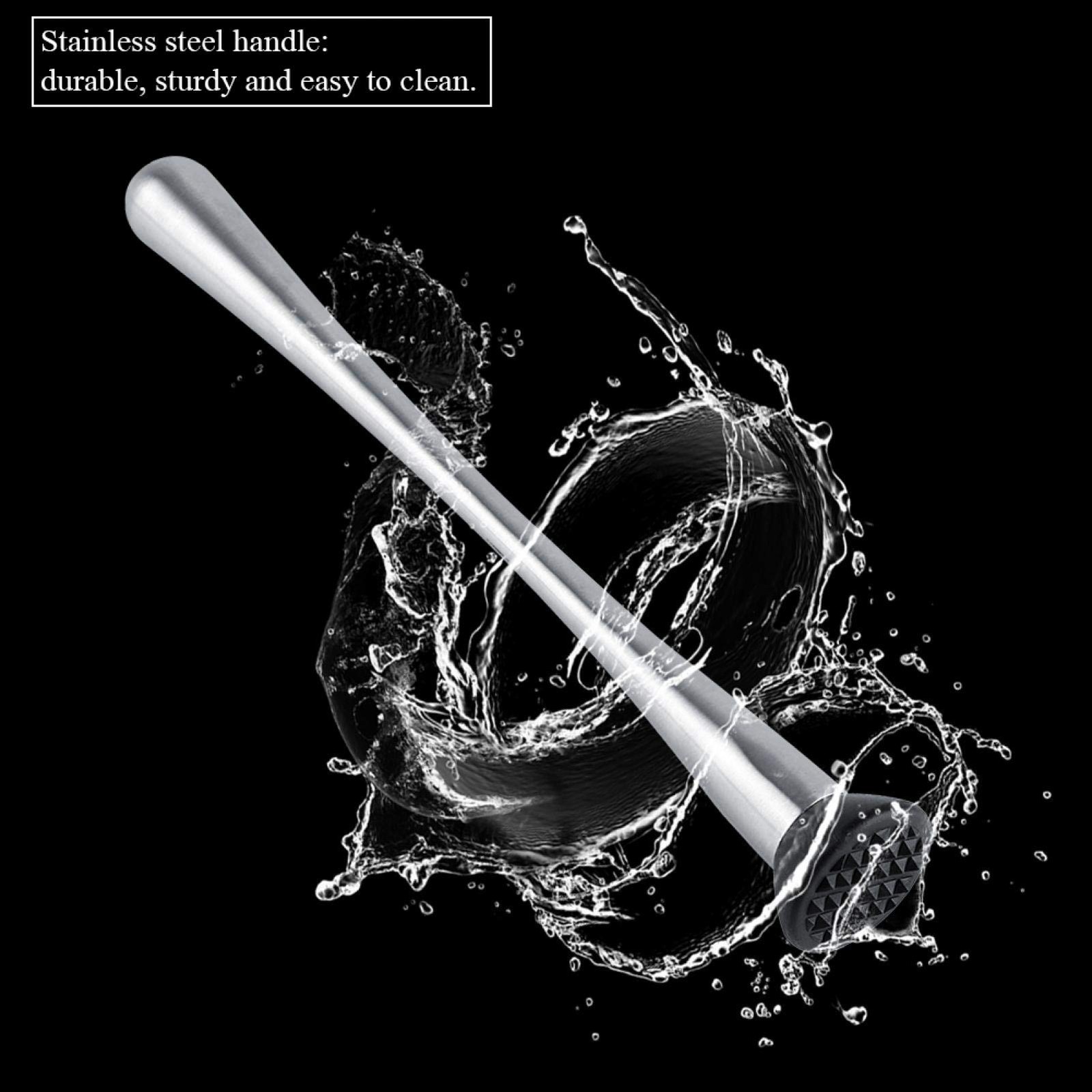 Long Stainless Steel Cocktail Muddler, 11inch Professional Drink Silver