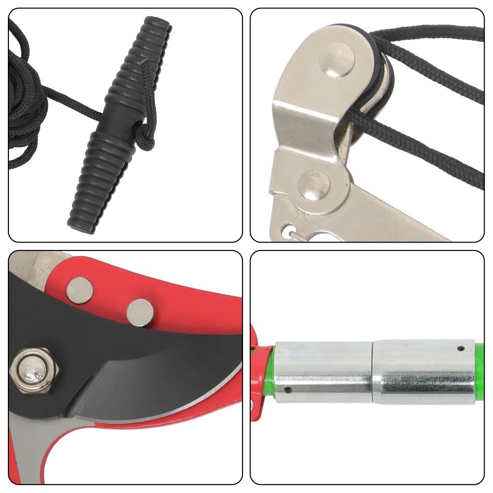 Tree Pole Pruner Manual Branches Trimmer Tree For Pruning Palms W/ Scissors 27FT