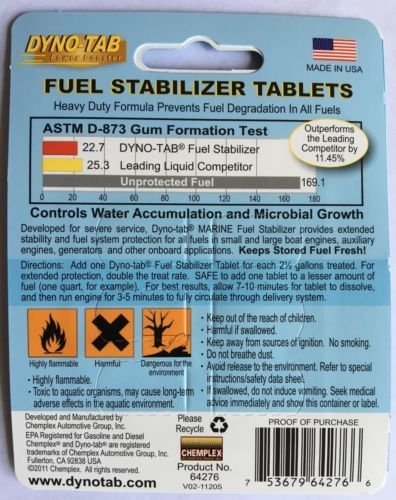 Dyno-tab 64276 Marine Stabilizer 6-tab Card